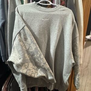 Nike Gray Floral Sleeve Sweater